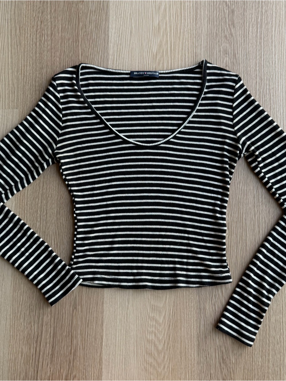 Brandy Melville Black & White Striped Long-Sleeve Top